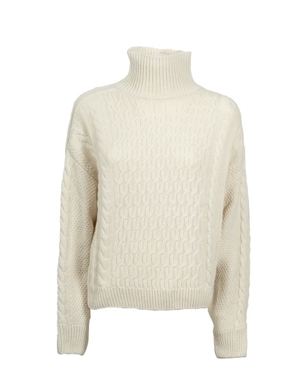 Shop ANTONELLI  Pull: Antonelli maglia "Firenze" a collo alto.
Collo alto.
Maniche lunghe-
Lavorazione a trecce.
Fondo, collo e olsini a coste.
Regular fit.
Composizione: 70% Lana 20% Seta 10% Cashmere.
Fabbricato in Italia.. FIRENZE 41132K 01934-20100